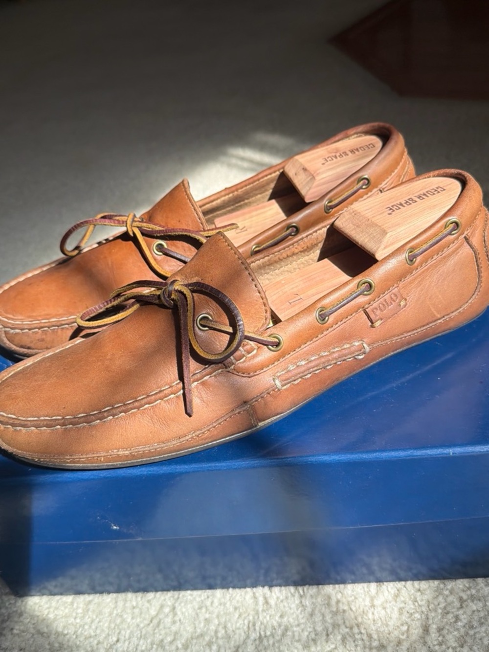 Polo by Ralph Lauren Tan Leather Moccasin Boat Shoes